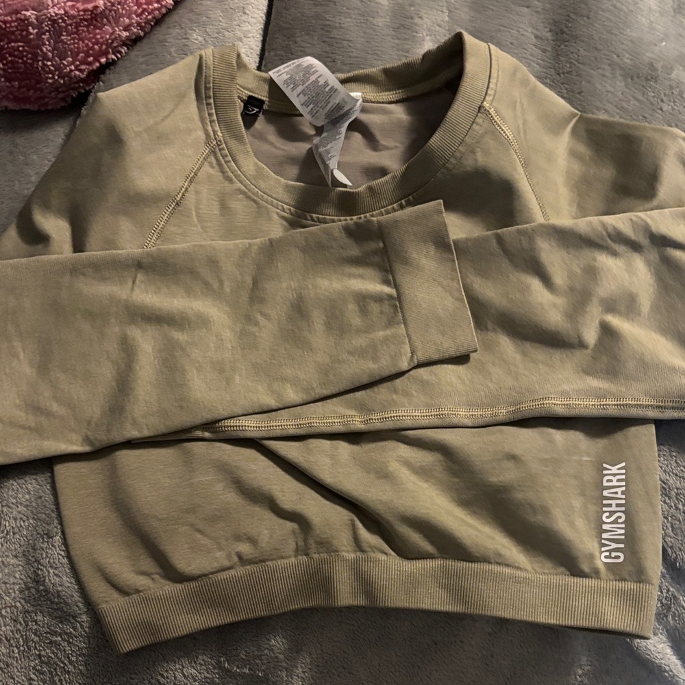 Gymshark Khaki Cropped Sweatshirt